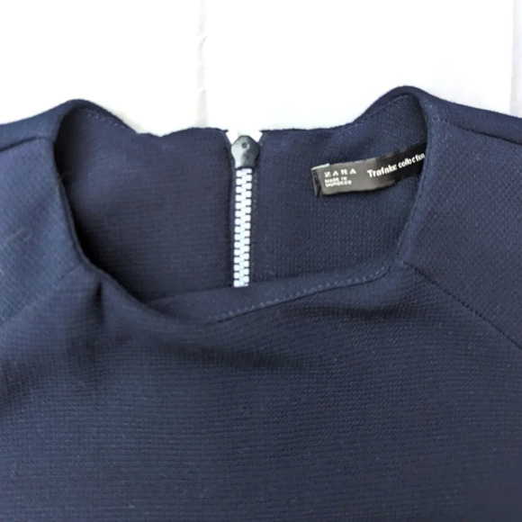 Zara Trafaluc  Collection Shift Navy Dress White Zipper Small S Women - Picture 5 of 8